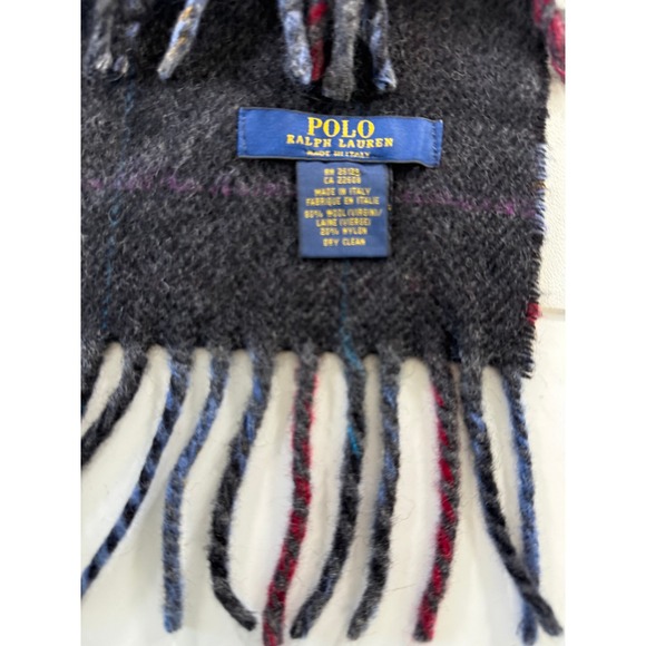 Polo Ralph Lauren Mens Plaid Wool Blend Scarf Made In Italy - Picture 4 of 6